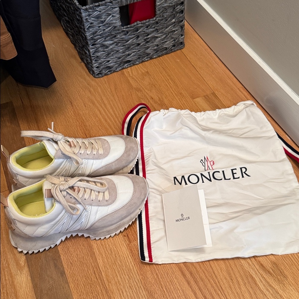 Moncler Cream and White Casual Sneakers